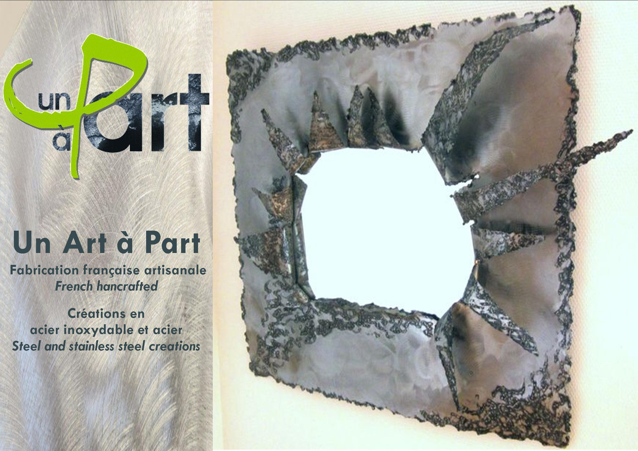 Miroir éclaté en acier verni